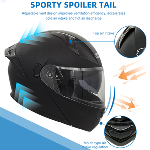 Mũ bảo hiểm mô tô đa năng, chất lượng cao, bảo vệ tốt, thoải mái, kính chắn gió ABS, màu đen, kiểu lật lên - Product Image 6