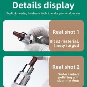Khai thác 3/8 trung bình bay lục giác ổ cắm Chrome kết thúc Screwdriver với Plum Blossom bit spline bên trong lục giác mét ổ cắm - Product Image 4