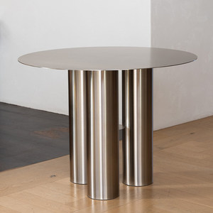 Italian-style Minimalist Stainless-steel <b>Dining</b> <b>Table</b> Designer-inspired Light-luxury Model Three-column Legs Exuding Upscale - Product Image 1
