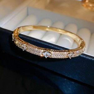 Xixi sang trọng không thấm nước acier inoxydable 18K mạ vàng thép không gỉ CZ Zircon phụ nữ Snap đồ trang sức thời trang vòng tay bangles - Product Image 2