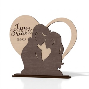 Silueta de Boda Personalizada en Madera, Adorno Artesanal Cortado con Láser para Recuerdo de Boda, Regalo de Aniversario y Decoración del Hogar - Product Image 4