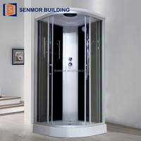 Cabine de douche en verre trempé avec cadre en aluminium, porte coulissante, pour hôtel et maison, avec receveur intégré