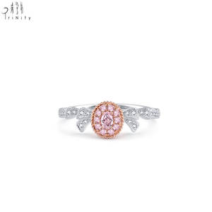 Bague de luxe haut de gamme en or massif blanc avec diamant rose fantaisie, cadeau de mariage de Hong Kong, idéale pour la Saint-Valentin - Product Image 1