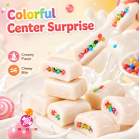 Wholesale OEM Bulk Colorful Sugar Beads Filled Milk Chewy Candy Guava Strawberry Flavors Sour Sweet Crunchy Center Candy