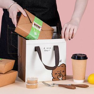 Sac isotherme personnalisé imprimé pour aliments et boissons à emporter, sac fourre-tout pour gâteaux, thé boba, crème glacée, sacs isothermes réutilisables en non-tissé - Product Image 1