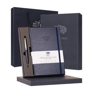 Articles cadeaux de luxe promotionnels en gros, carnet A5 en cuir, journal personnalisé, agenda de bureau, ensemble cadeau d'entreprise avec stylo - Product Image 1