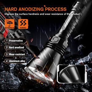 Đèn pin chiến thuật LED kim loại mạ cứng, sạc lại được, công suất cao, sáng mạnh, chống nước, tầm xa 1000M+ - Product Image 4