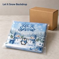 Latar Belakang Foto Musim Dingin Custom Let It Snowman Penguin Bahan Poliester 100D 180x115cm OEM Grosir Dekorasi Liburan