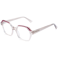 Monture de lunettes hexagonale rectangulaire Elan Optical YB6008, unisexe, monture intégrale en acétate, lunettes optiques, en stock