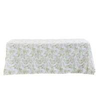 Nappe de luxe en gros pour grandes fêtes, mariages et banquets, nappe rectangulaire personnalisée imprimée bleue en polyester et coton