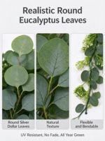 Karangan Daun Eucalyptus Buatan 180cm, Tanaman Hias Perak Dollar Palsu untuk Dekorasi Pernikahan, Meja, dan Pesta