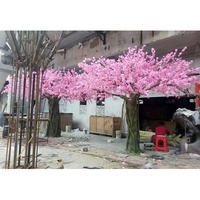 300cm height cheap fiberglass umbrella shape artificial pink peach blossom plants trees , wholesale flower tree artificial