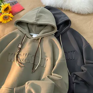 Custom Hoodi High Quality Wholesale Rhinestone Y2k 100% Cotton Fleece Streetwear Essentials Embossed Hoodies Set Manufacturer