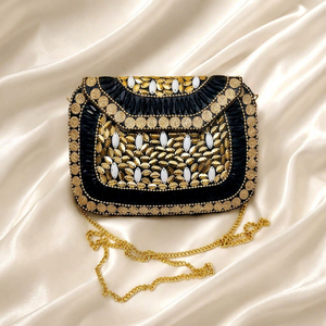 Designer Handmade Ladies Evening Clutch Luxury Multi-Color Metal Mosaic Pearl Purse Bag for <b>Weddings</b> & Parties - Product Image 1