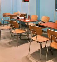 Ensemble de salle à manger rétro de style mi-siècle moderne pour restauration rapide, tables et chaises de café de qualité commerciale, sièges de style scolaire vintage pour restaurant