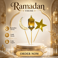 Décoration de gâteau Ramadan Eid Mubarak, lune dorée, étoile, mosquée, pour décorations de gâteau Ramadan Kareem, fête musulmane islamique