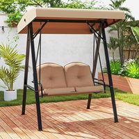 Balançoire de véranda pour 2 personnes, balançoire de patio avec structure en métal robuste et coussin moelleux, balançoire d'extérieur pour cour, jardin