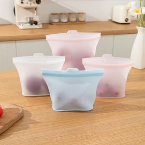 Custom Portable Grade Keep Fresh Container Pouch Travel <b>Vacuum</b> Storage <b>Bags</b> Set Reusable Silicone <b>Bag</b> for Packing Food - Product Image 4