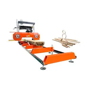 Máquina de corte de madera, molino de sierra de remolque con ruedas portátiles a gas/diésel/eléctricas