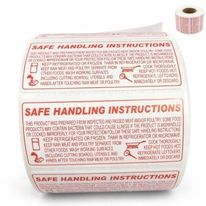 Étiquettes de manipulation alimentaire en gros, 2,25 x 1,125 pouces, 1000 autocollants par rouleau, impression personnalisée, étiquettes adhésives d'informations de sécurité pour la viande - Product Image 1