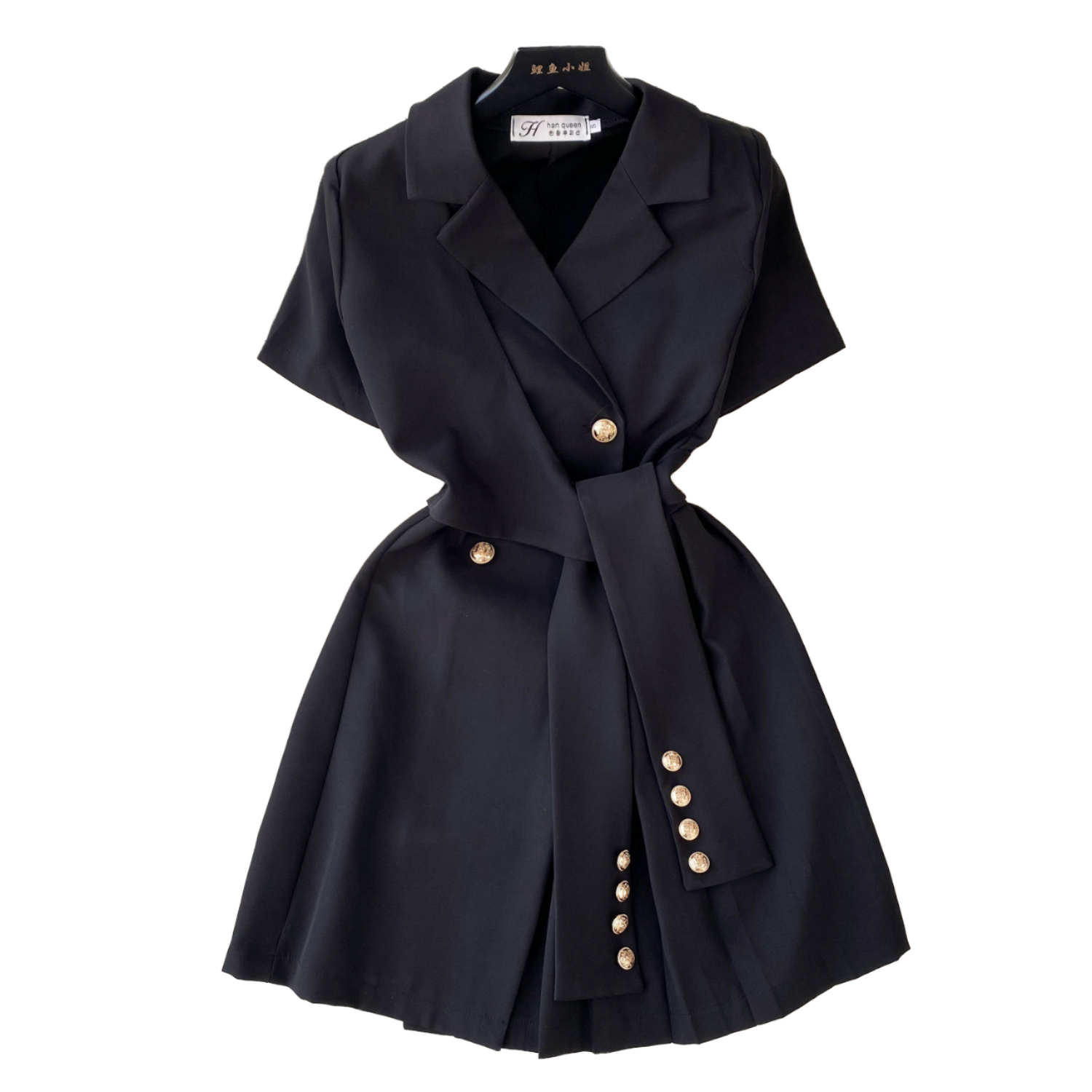 Elegant Black Short Sleeve Midi Dress For Office & Summer Oem Elegant Black Short Sleeve Midi Dress For Office & Summer Oem