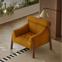 Mid-Century Modern Retro Einzels ofa Sessel Waxed Wood Klappbarer Lounges essel mit Vintage-Stil für Villa/Wohnzimmer Schlafzimmer