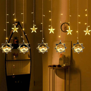 Luci calde della tenda della luna della <span class=keywords><strong>stella</strong></span> bianca hanno portato <span class=keywords><strong>la</strong></span> luce della stringa della tenda con 8 modalità lampeggiante Led stringa di luce Ramadan Eid decorazioni - Product Image 1