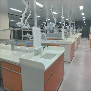 Mueble de laboratorio farmacéutico, banco de trabajo de estructura de acero montado en el suelo