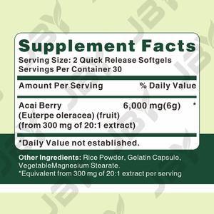 JBY 天然ハーブ抗酸化物質とスリム化フォーミュラ、体重管理とデトックスサポートのための100％ピュアアサイベリーカプセル - Product Image 2