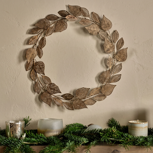 Corona Clásica de Hojas de Bronce, Redonda, Hecha a Mano, Decoración de Pared, Arte Decorativo para Navidad, Decoración del Hogar - Product Image 5