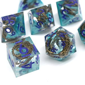 Crazy Octopus RPG <span class=keywords><strong>Dice</strong></span> Transparente Azul Púrpura Borde afilado Resina de <span class=keywords><strong>color</strong></span> DnD Juego de dados para juegos de rol - Product Image 1