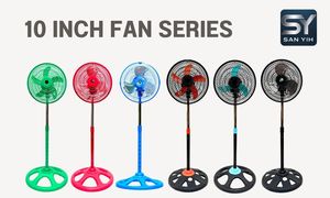 Ventilateur sur pied d'extérieur Totalmente Color avec grille turbo de 9,9 pouces, 5 pales en plastique, hauteur réglable, moteur AC économe en énergie - Product Image 3