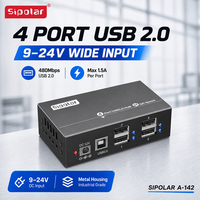 Hub USB 2.0 de 4 Puertos con Alimentación de 9-24V Máx. 1.5A/Puerto, Hub Metálico Industrial para Integración de Equipos Sipolar A-142