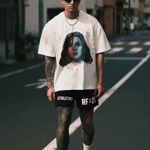 T-shirt sport décontracté surdimensionné pour homme en coton tricoté 100% personnalisé, impression numérique, manches courtes, 180 grammes, 2025 - Product Image 4