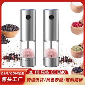 Moulin à poivre électrique KyMQ en acier inoxydable rechargeable, épaisseur réglable, bouton poussoir, moulin à assaisonnement de cuisine - Product Image 3