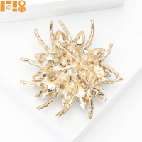 Broches de luxe en alliage de grande taille avec strass en forme de fleur, broches exquises et créatives pour vêtements féminins, épingle à plante, cadeau de fête ou de mariage