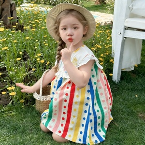 Vestito estivo da bambina senza maniche, modello A-Line, in cotone all'uncinetto con volant, stampato, morbido al tatto, stile arcobaleno, elegante e di tendenza, bestseller 2026 - Product Image 4