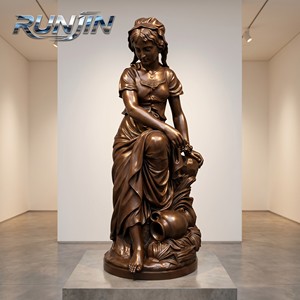 Escultura de Bronce Fundido de Mujer Desnuda Clásica a Tamaño Real en Hamaca con Túnica Drapeada, Arte Metálico para Galería de Arte o Museo - Product Image 2