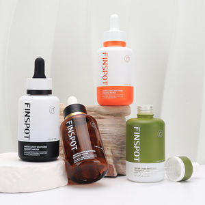 Flacon compte-gouttes en verre bicolore unique de 60ml de luxe 2oz vide vert blanc bleu noir flacon de sérum cosmétique compte-gouttes - Product Image 5