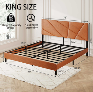 Lit de rangement relevable King Size OE HOME, structure en bois de chêne, revêtement en tissu, mécanisme hydraulique réglable, design moderne - Product Image 1