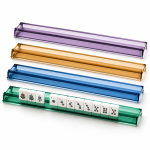 Support de tuiles de Mahjong américain en acrylique, support de Mahjong durable et portable avec poussoir pour 4 joueurs, soirée de jeu - Product Image 1