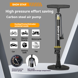 Pompe à air haute pression pour vélo avec manomètre précis 160 PSI, double valve universelle Presta Schrader, <span class=keywords><strong>gonfleur</strong></span> de vélo - Product Image 1