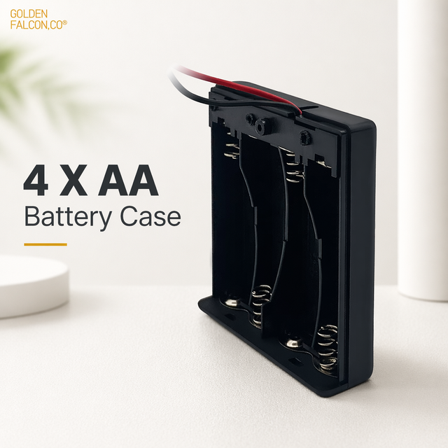 4 X AA Plastic Battery Holder Box with ON/OFF Switch & Protective Cover, AA Battery Storage Case Electronic Battery Accessory