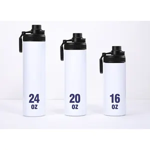 20 Oz 16 Oz 24 Oz süblimasyon spor su şişesi şişesi spor seyahat için yürüyüş paslanmaz çelik sızdırmaz yeniden kullanılabilir en