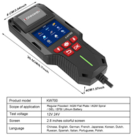 Probador de Baterías KONNWEI KW700 de Fábrica OEM de Alta Precisión, 12V 24V, para Automóviles, Motocicletas, Camiones y Embarcaciones, con Impresora