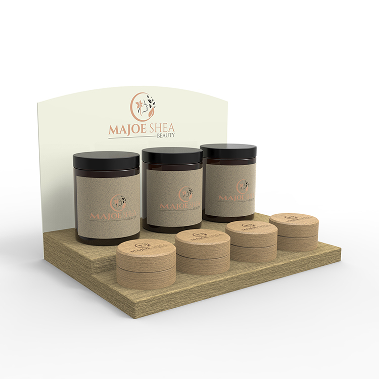 Customized Countertop Wooden Display Stand Display Case Retail Makeup Display Ideas for Skin Care Products — view 1