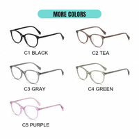 Monture de lunettes optiques ultra-légère ronde en acétate, verres correcteurs anti-lumière bleue avec impression PC, supportant OEM ODM