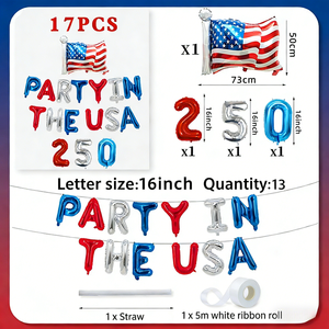 Lot de ballons pour le 250e anniversaire de l'indépendance des États-Unis, décorations de fête nationale, ballons drapeaux pour les fêtes - Product Image 6