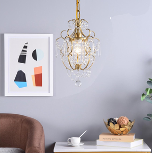 Petit Lustre Doré Suspendu, <span class=keywords><strong>Luminaire</strong></span> <span class=keywords><strong>de</strong></span> Chevet pour <span class=keywords><strong>Dressing</strong></span>, Décoration <span class=keywords><strong>de</strong></span> Chambre, Lustre en Cristal 1 Lumière, Élégant Plafonnier - Product Image 4