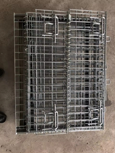 Dây lưới container lồng kho nhiệm vụ nặng nề xếp chồng gấp dây thép lưới lồng lưu trữ Pallet hộp với bánh xe - Product Image 3